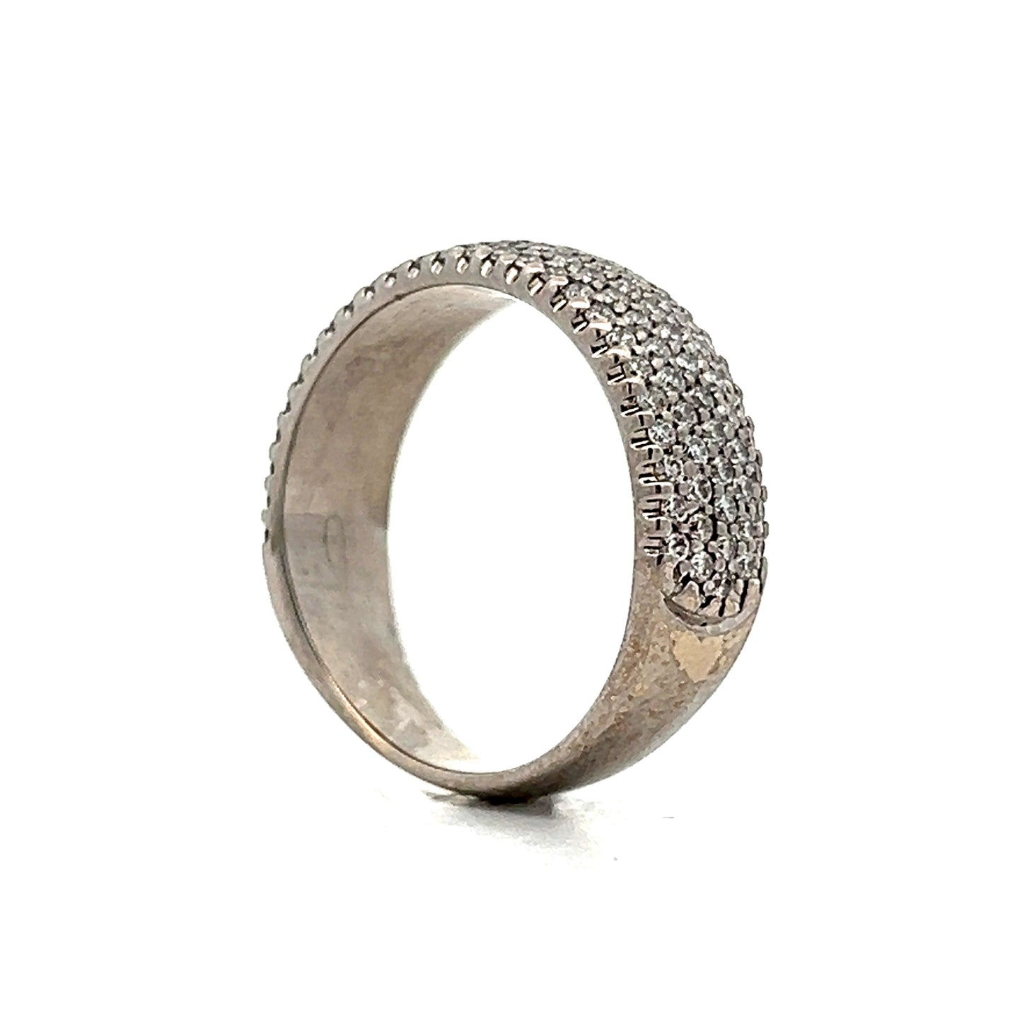 1.34 Wide Pave Diamond Band in 14k White Gold