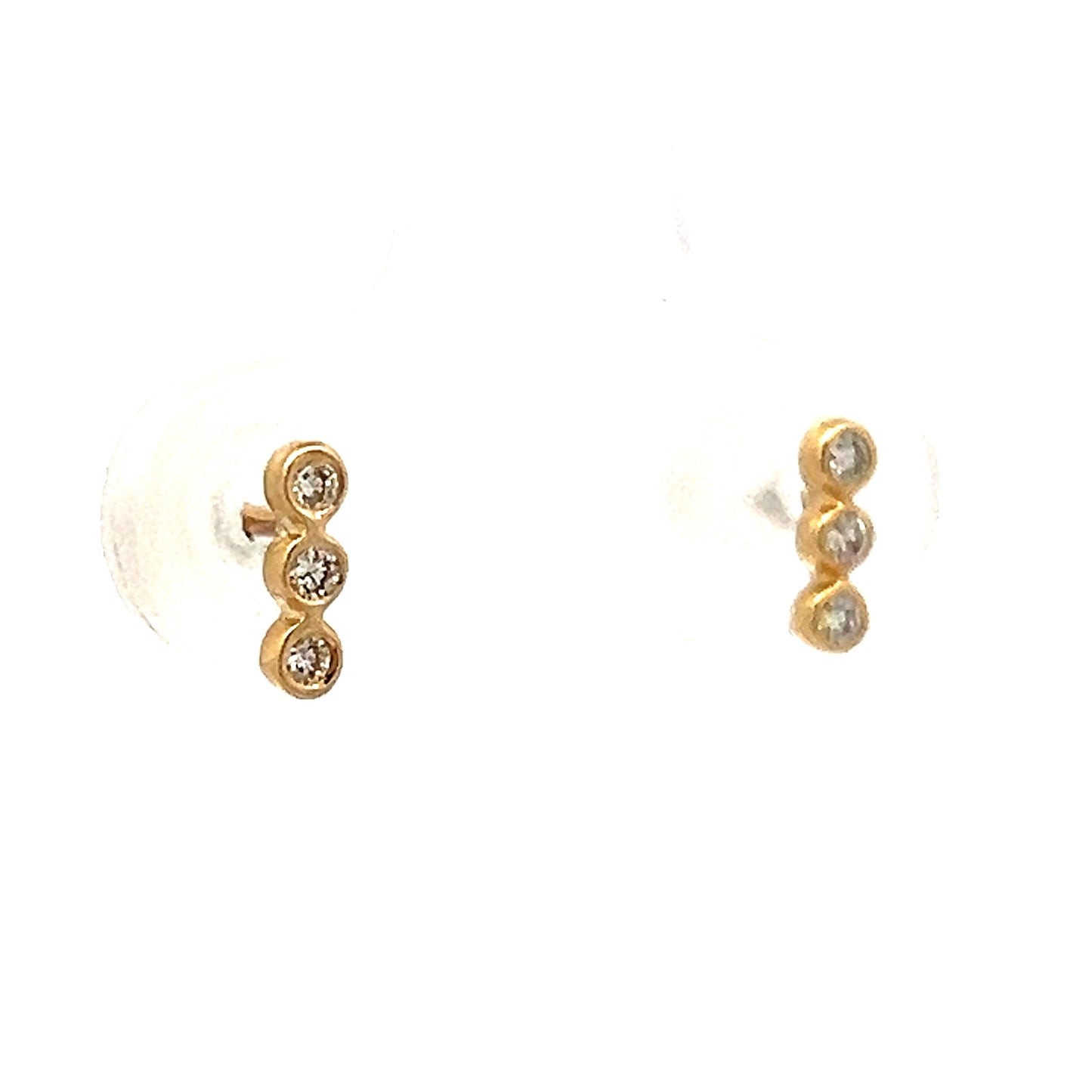 Triple Stacked Bezel Diamond Earrings in 14k Yellow Gold