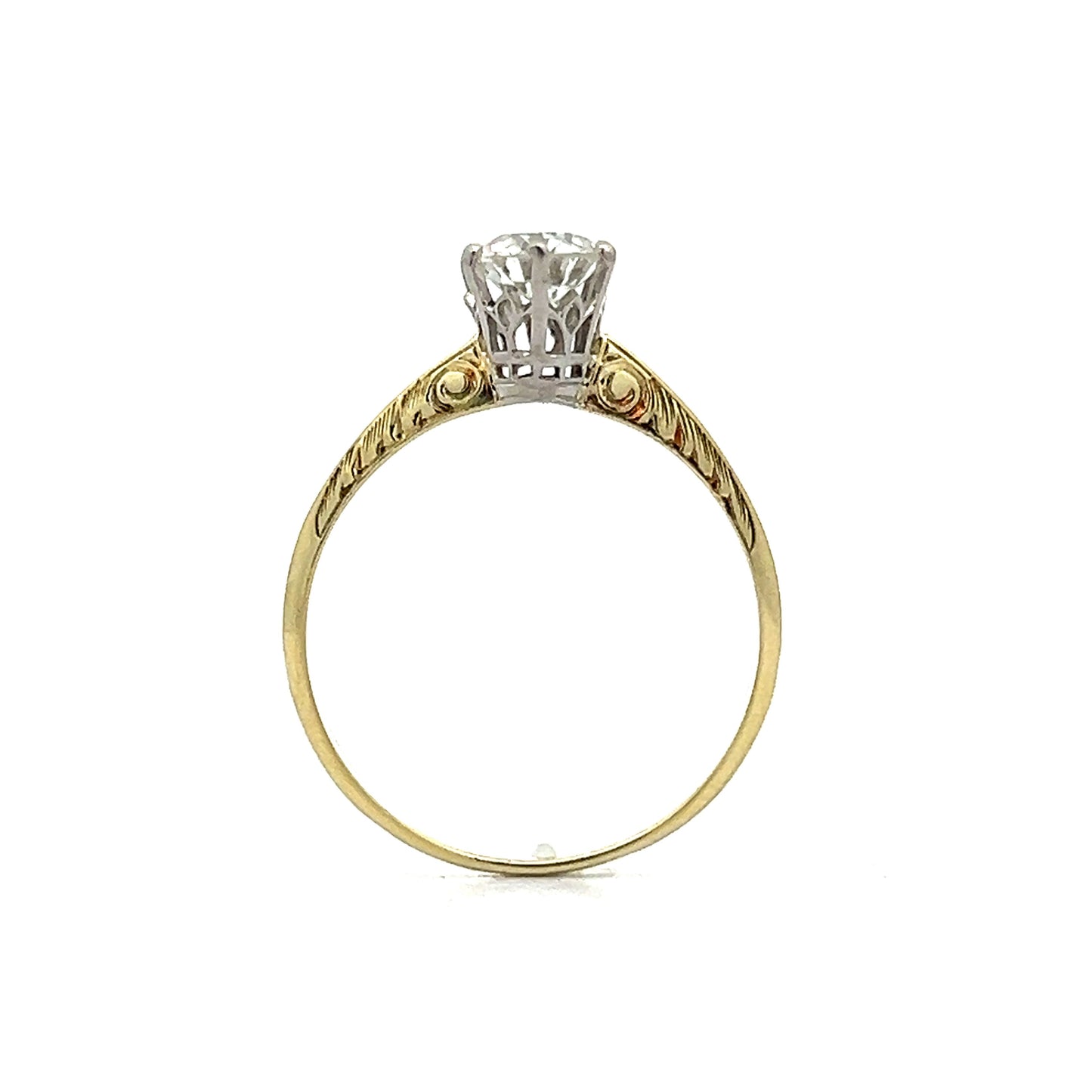 Art Deco Solitaire Diamond Engagement Ring in Yellow Gold