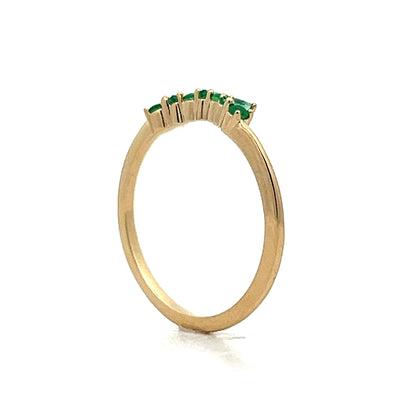 Marquise & Round Cut Emerald Contour Band in Yellow Gold