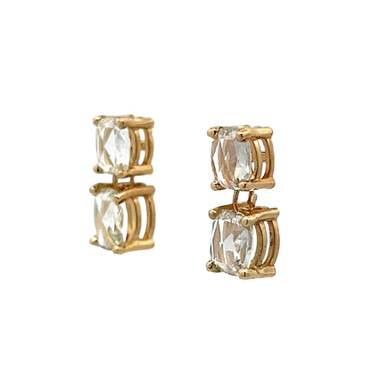 1.98 Rose Cut Diamond Drop Earrings in Yellow Gold
