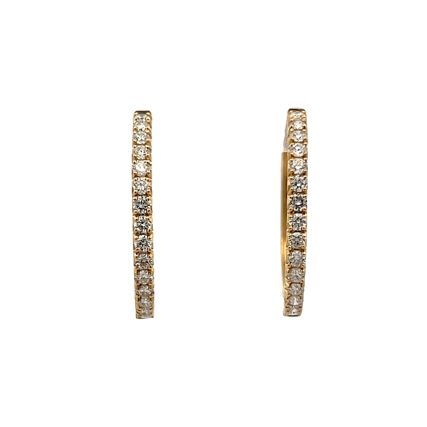 .75 Diamond Hoop Earrings in 14k Yellow Gold