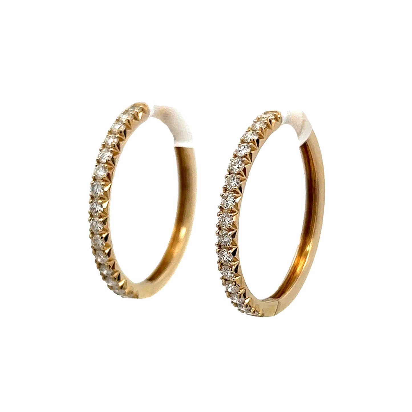 .75 Diamond Hoop Earrings in 14k Yellow Gold