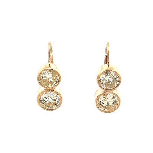 3.52 Champagne Diamond Drop Earrings in Yellow Gold