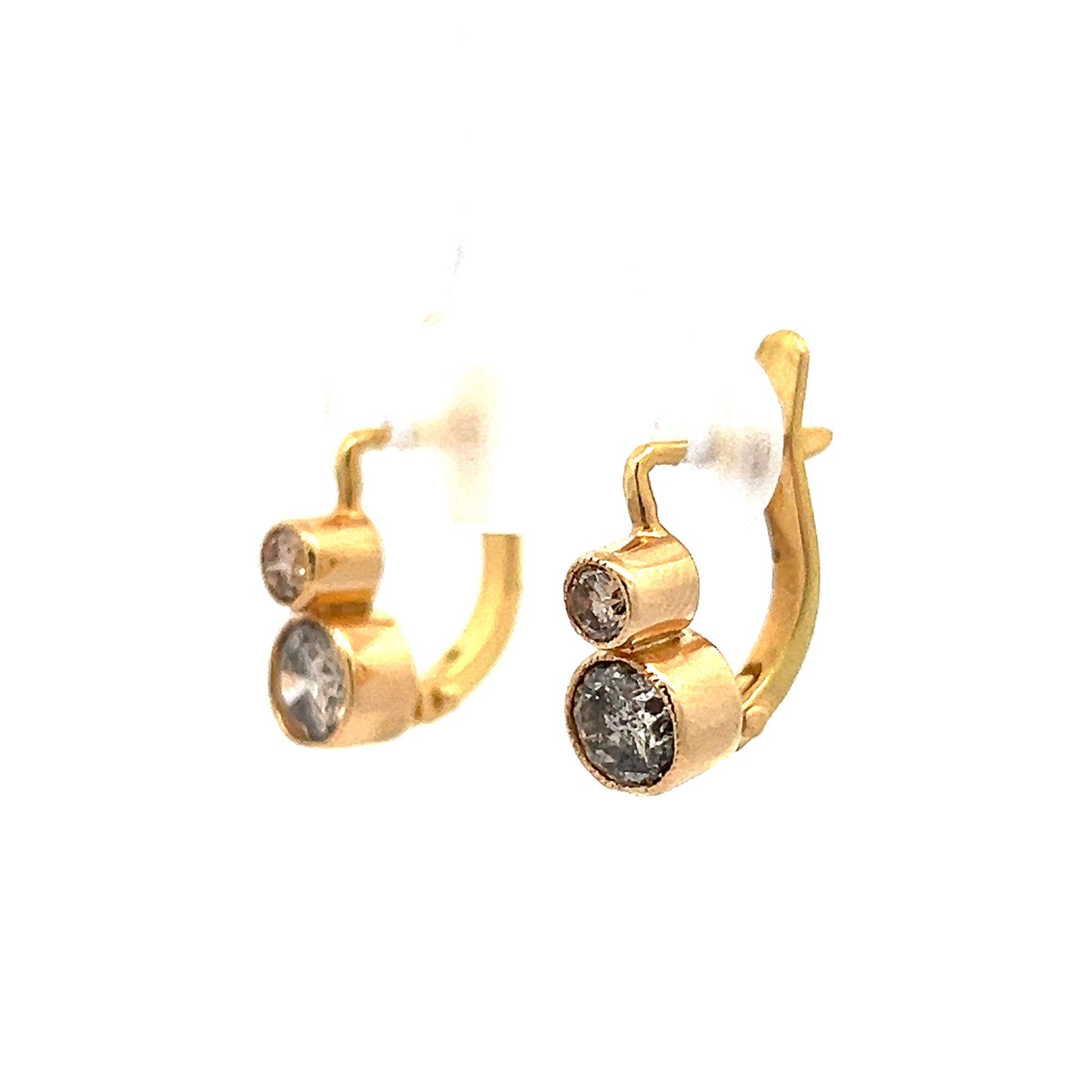 1.02 Champagne Diamond Drop Earrings in Yellow Gold