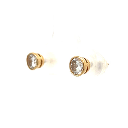 .52 Bezel Set Diamond Stud Earrings in 14k Yellow Gold