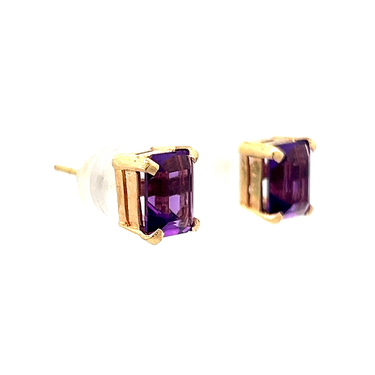 2.36 Amethyst Stud Earring in 14k Yellow Gold