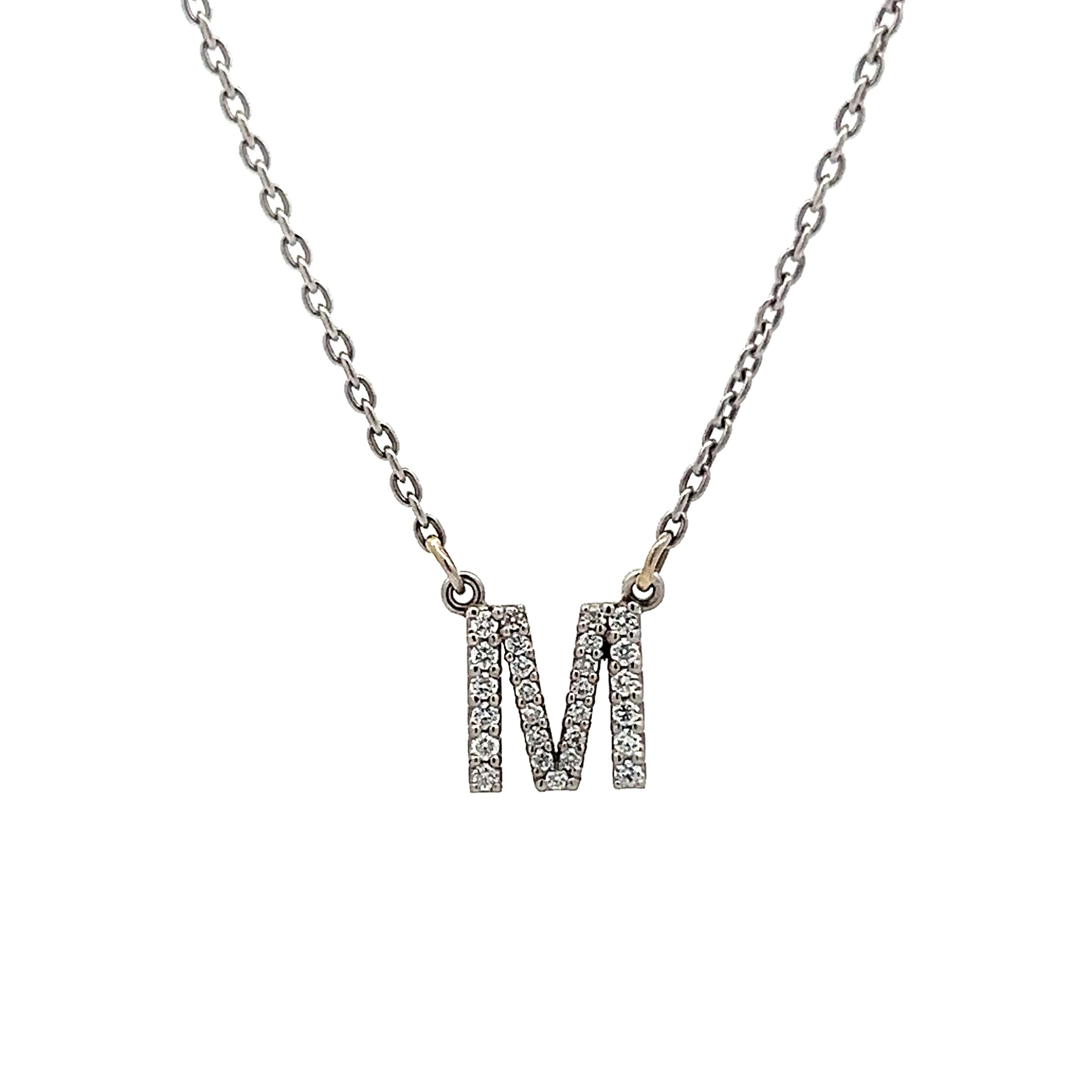 Diamond Letter M Necklace, Initial Letter M Pendant, White Gold Initial  Necklace, Gold Letter Necklace, Diamond Letter on A Cable Chain - Etsy