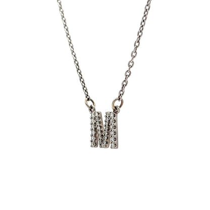 .27 Diamond M Pendant in 14k White Gold