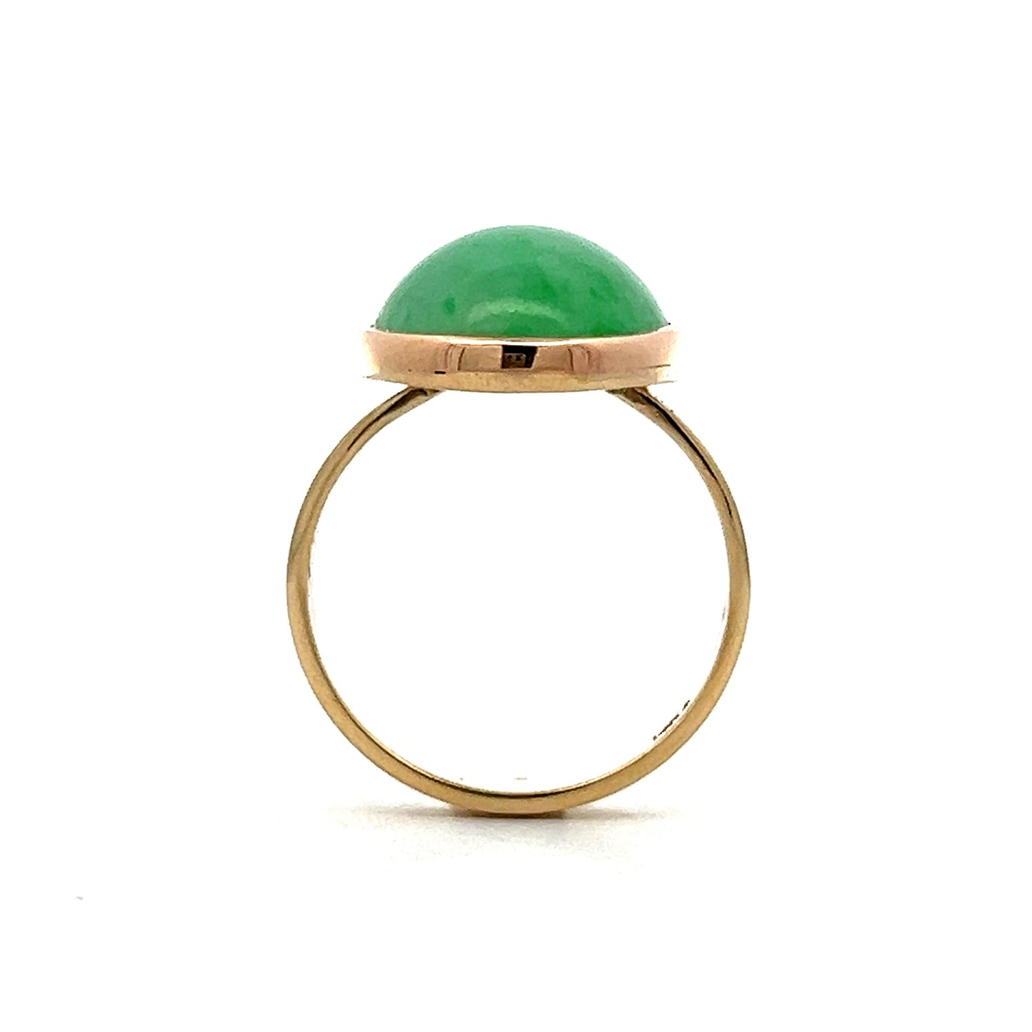 9.82 Cabochon Cut Jadeite in 14k Yellow Gold