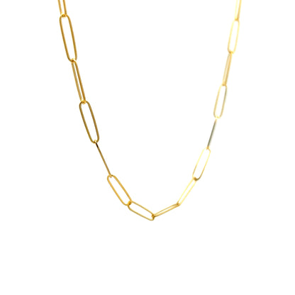 18 Inch Paperclip Chain Necklace in 14k Yellow Gold