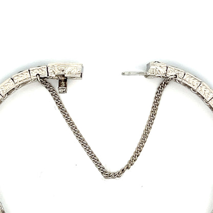 Vintage Art Deco Diamond & Onyx Bracelet in 14k White Gold