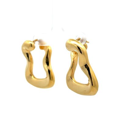 Modern Door Knocker Earrings in 14k Yellow Gold