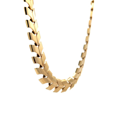 Vintage Retro Chevron Statement Necklace in 14k Yellow Gold