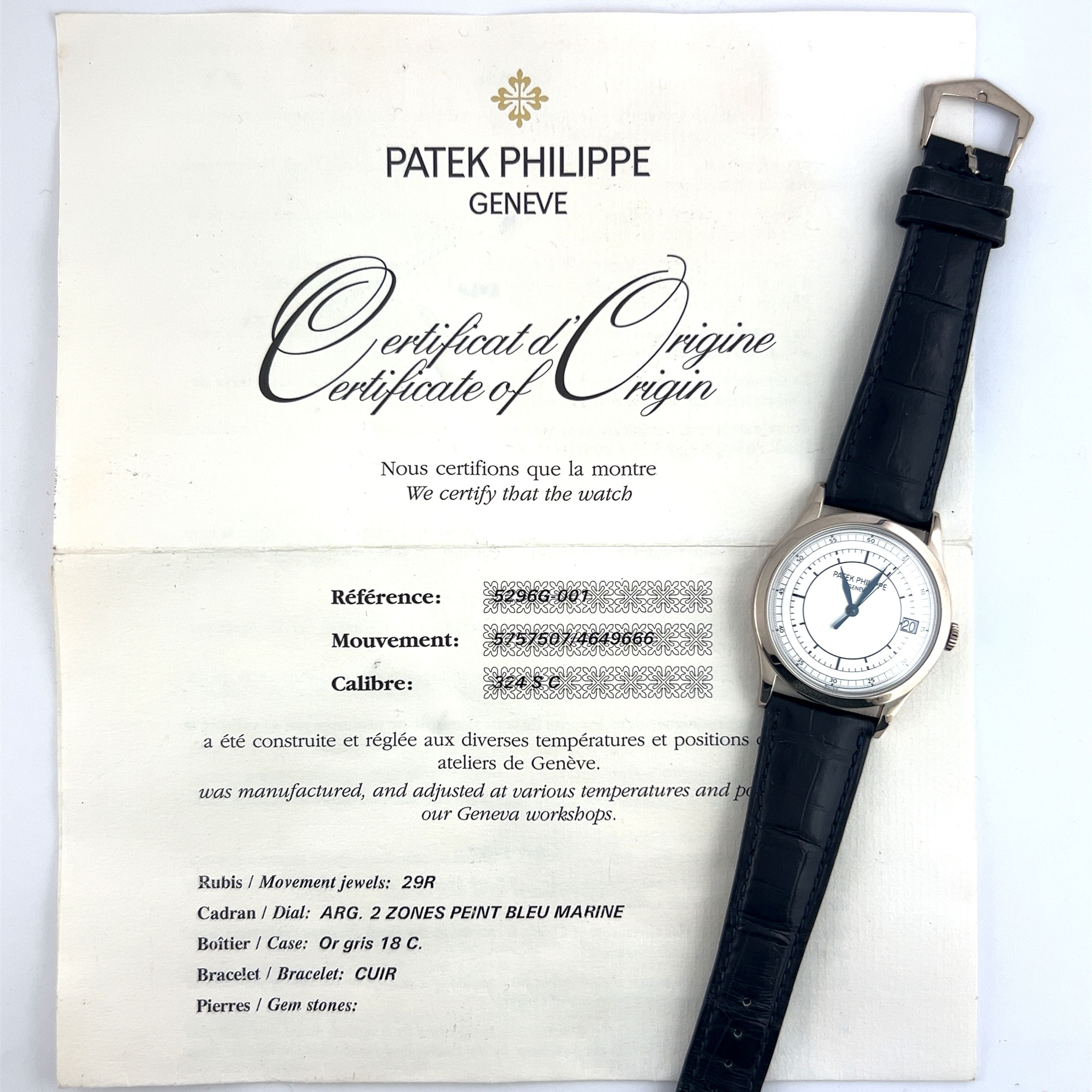 Patek Philippe Calatrava 5296G Sector Dial in 18k White Gold