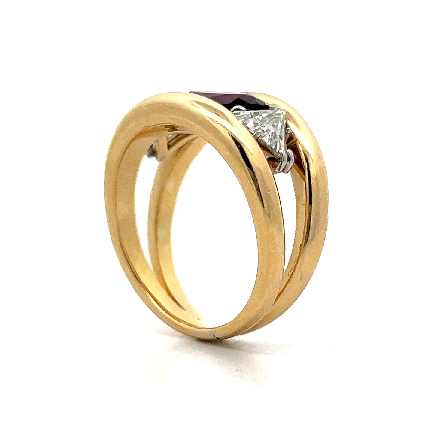 1.60 Ruby & Diamond Cocktail Ring in 18k Yellow Gold