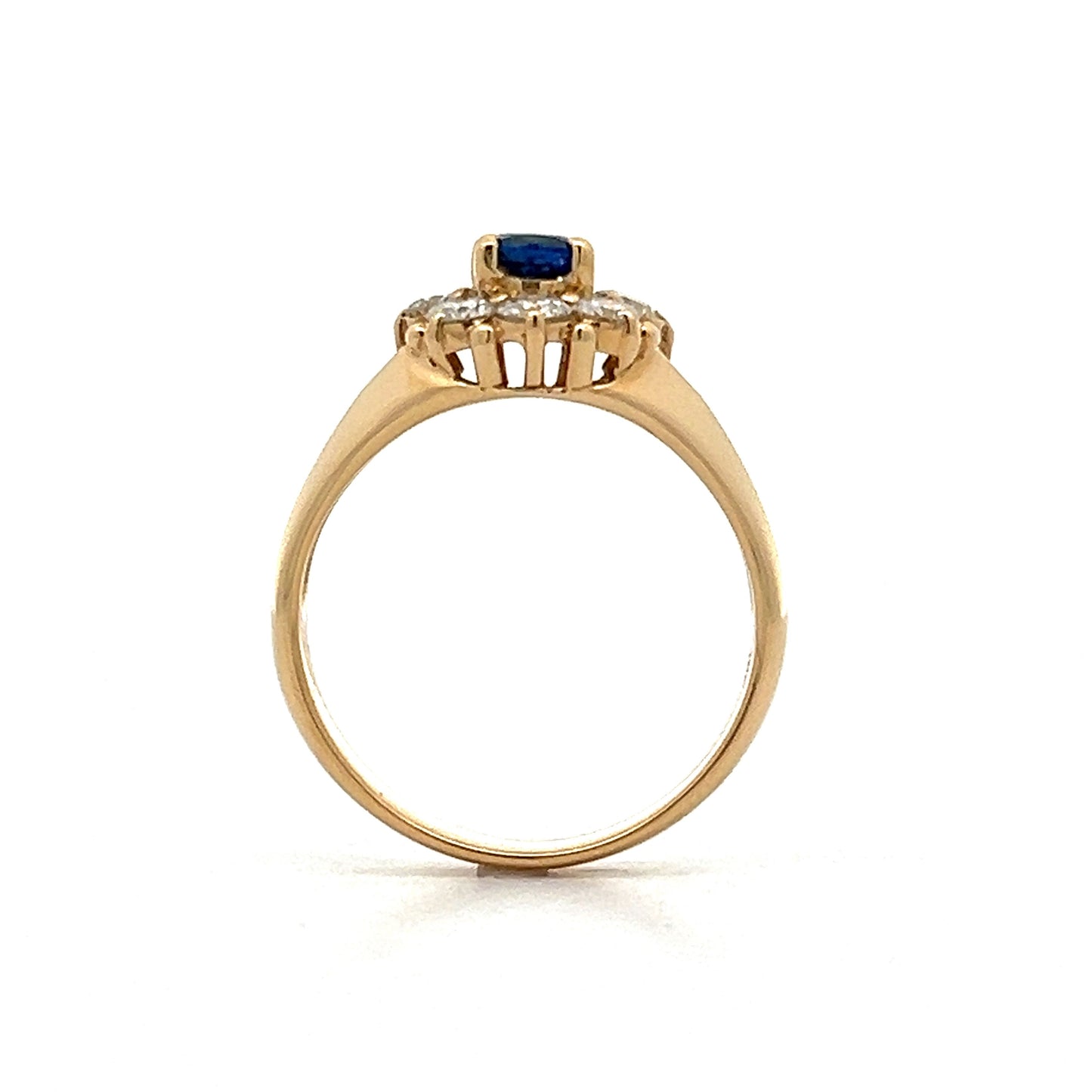 .50 Oval Sapphire & Diamond Cluster Ring in 18k Yellow Gold