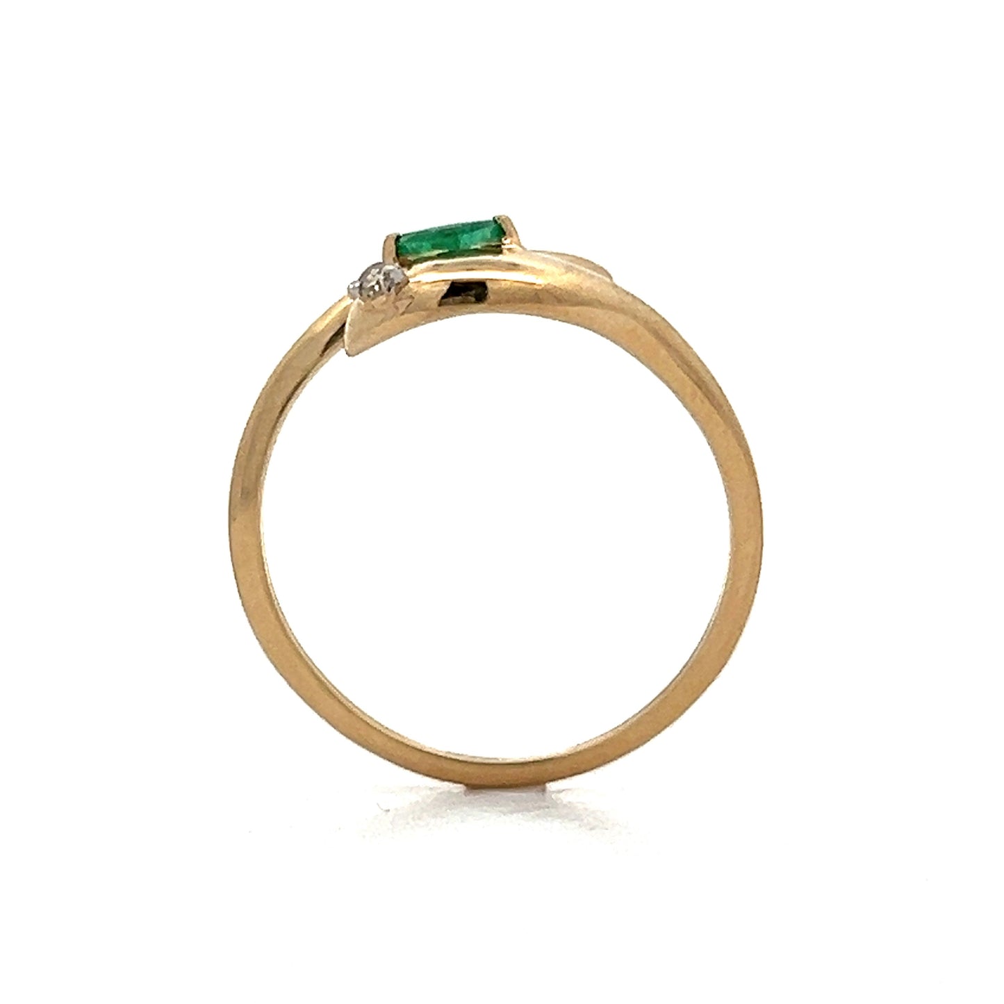 Emerald & Diamond Snake Ring in 14k Yellow Gold