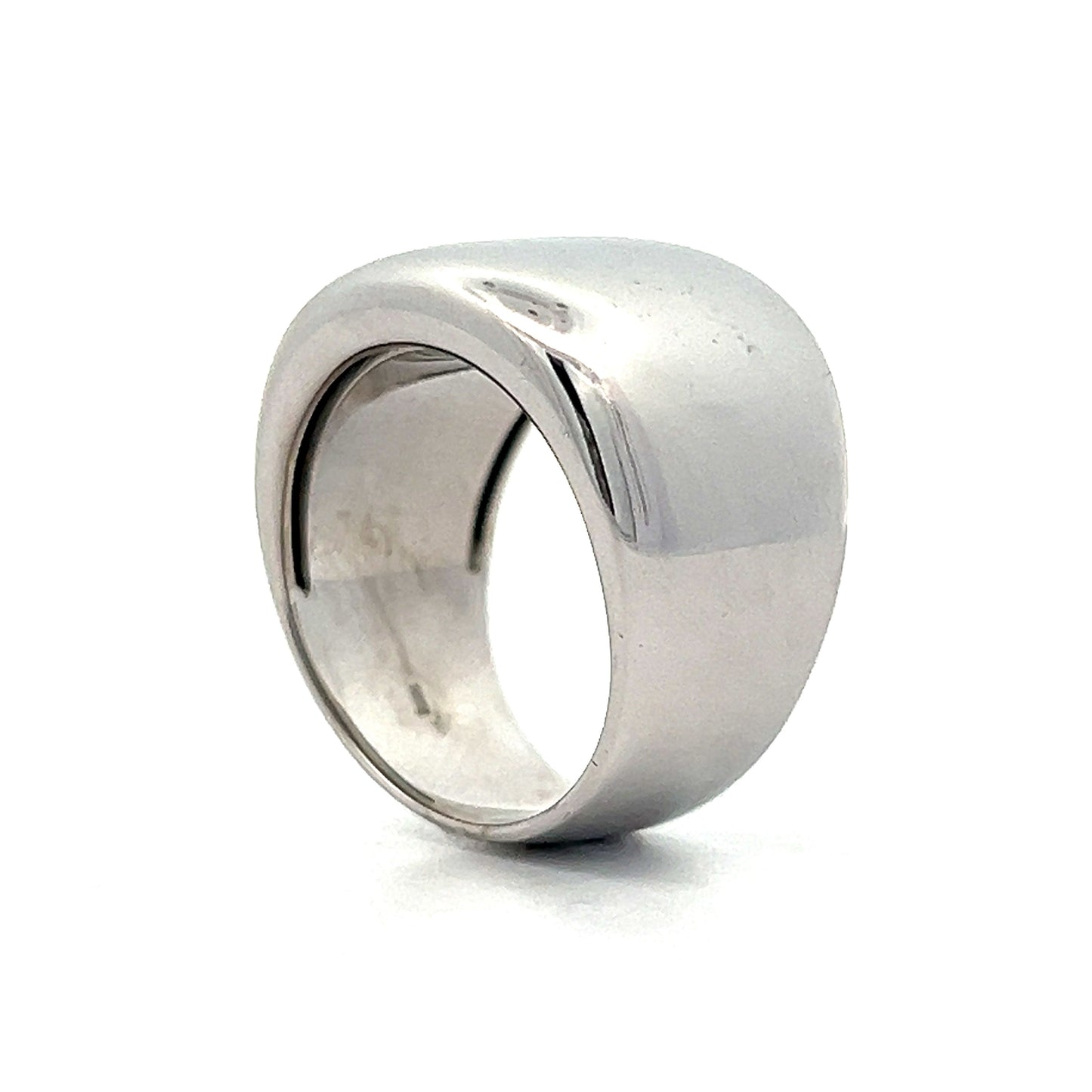 Wide Chunky Modern Right Hand Ring in 18k White Gold