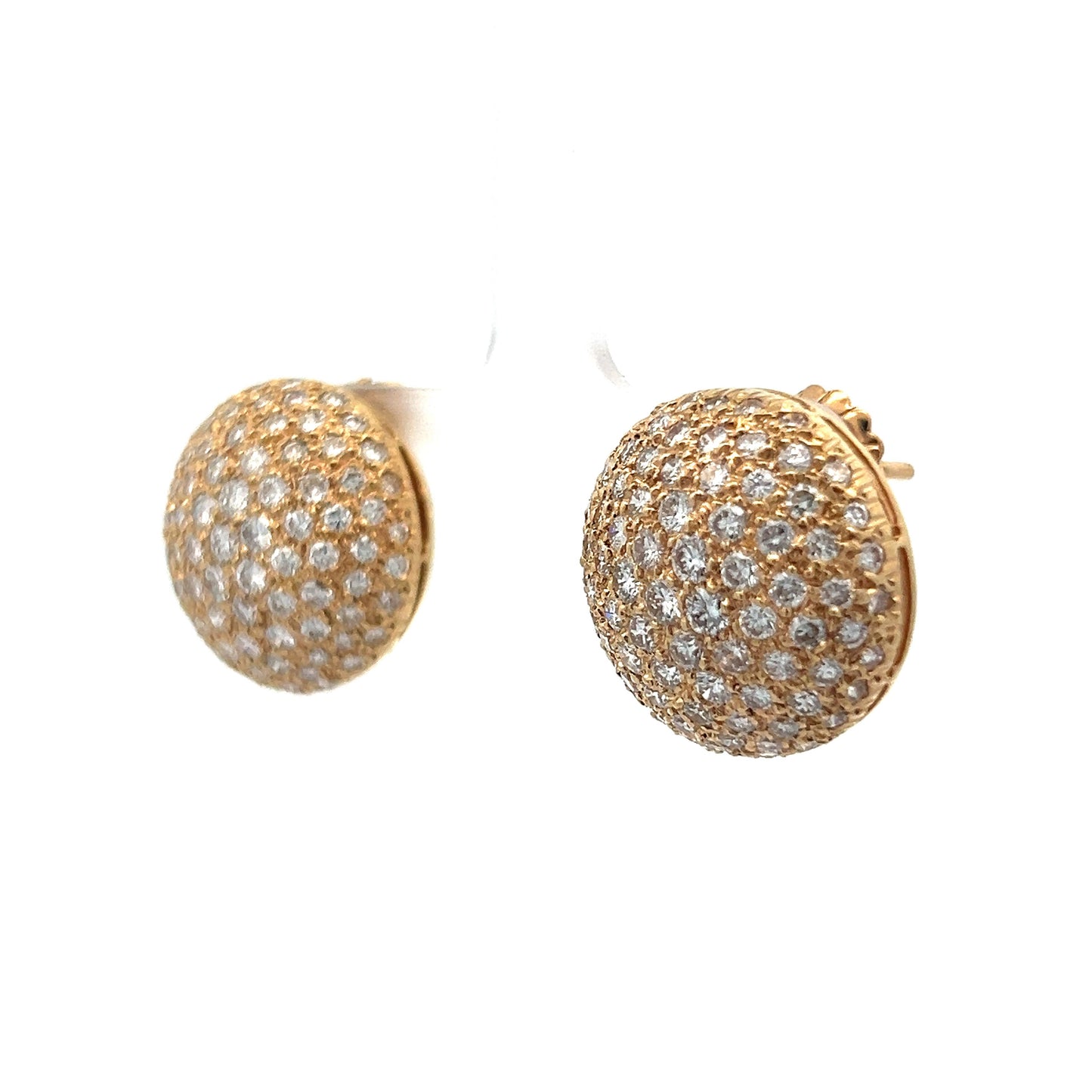 3.15 Pave Diamond Stud Earrings in Yellow Gold