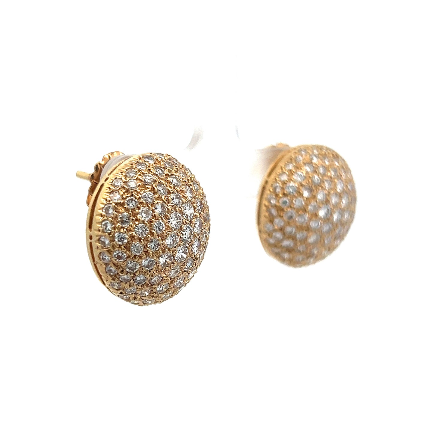 3.15 Pave Diamond Stud Earrings in Yellow Gold