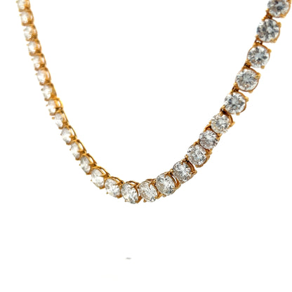 34.00 Carat Diamond Riviera Necklace in 18k Yellow Gold