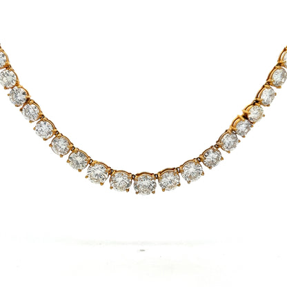 34.00 Carat Diamond Riviera Necklace in 18k Yellow Gold