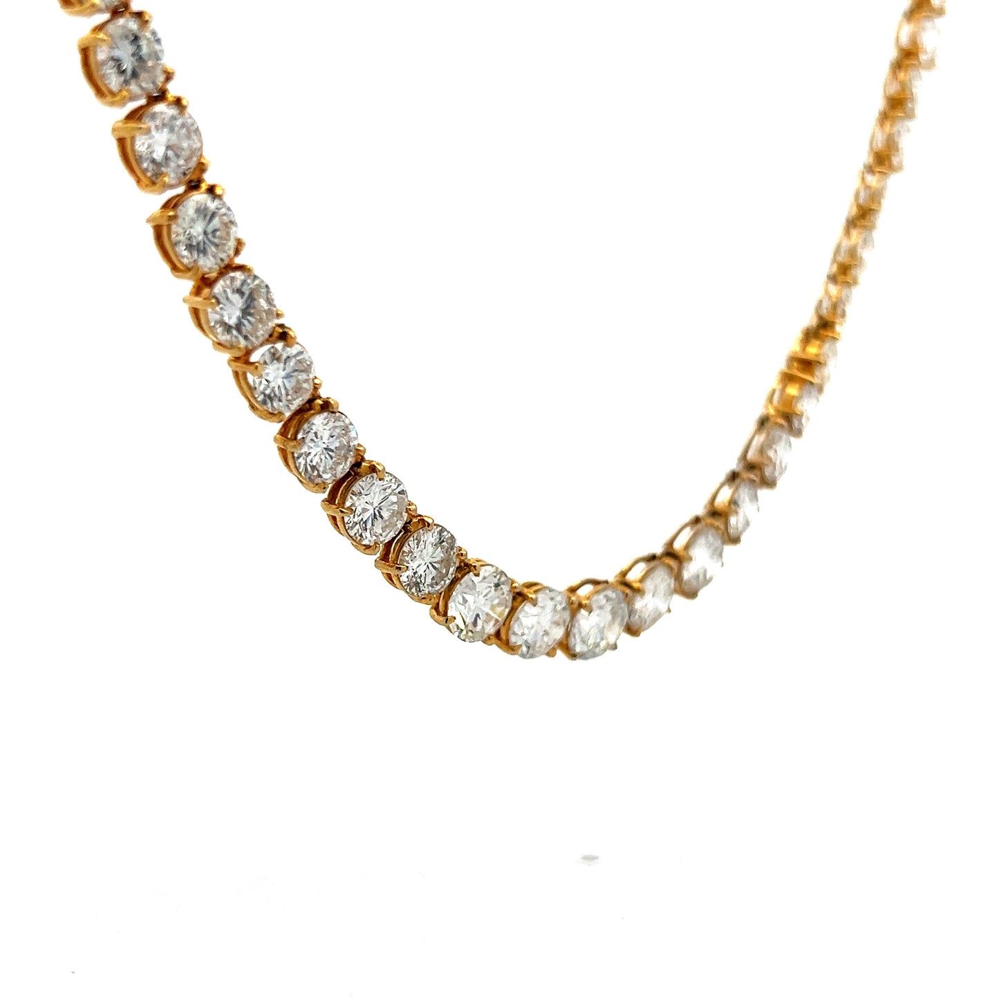 34.00 Carat Diamond Riviera Necklace in 18k Yellow Gold