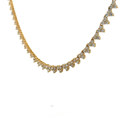 10 Carat Diamond Riviera Necklace in 18k Yellow Gold