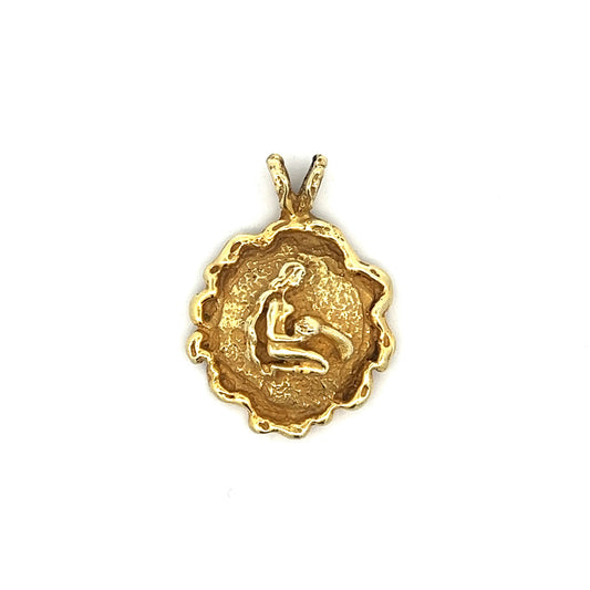 Aquarius Zodiac Pendant Necklace in 14k Yellow Gold
