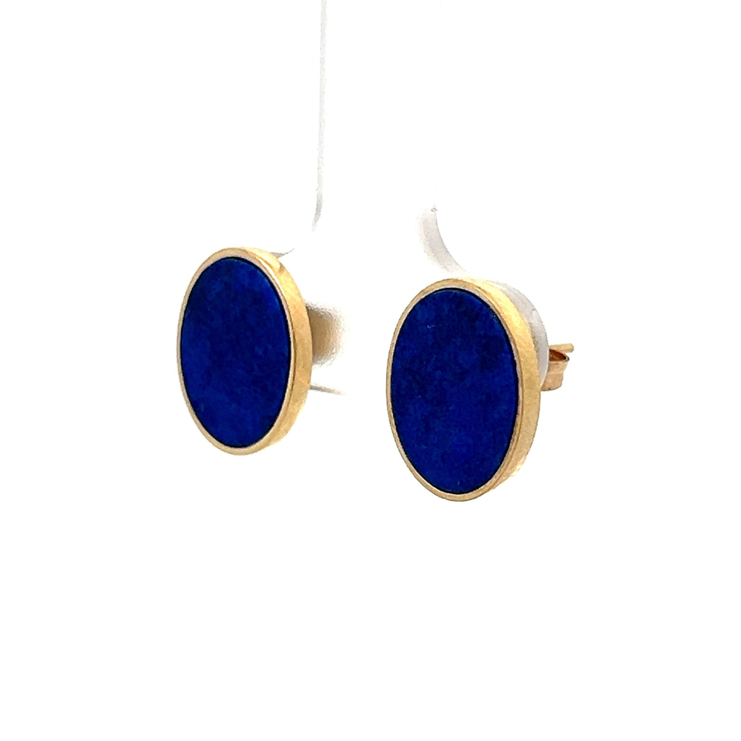 Cabochon Lapis Lazuli Stud Earrings in 14k Yellow Gold