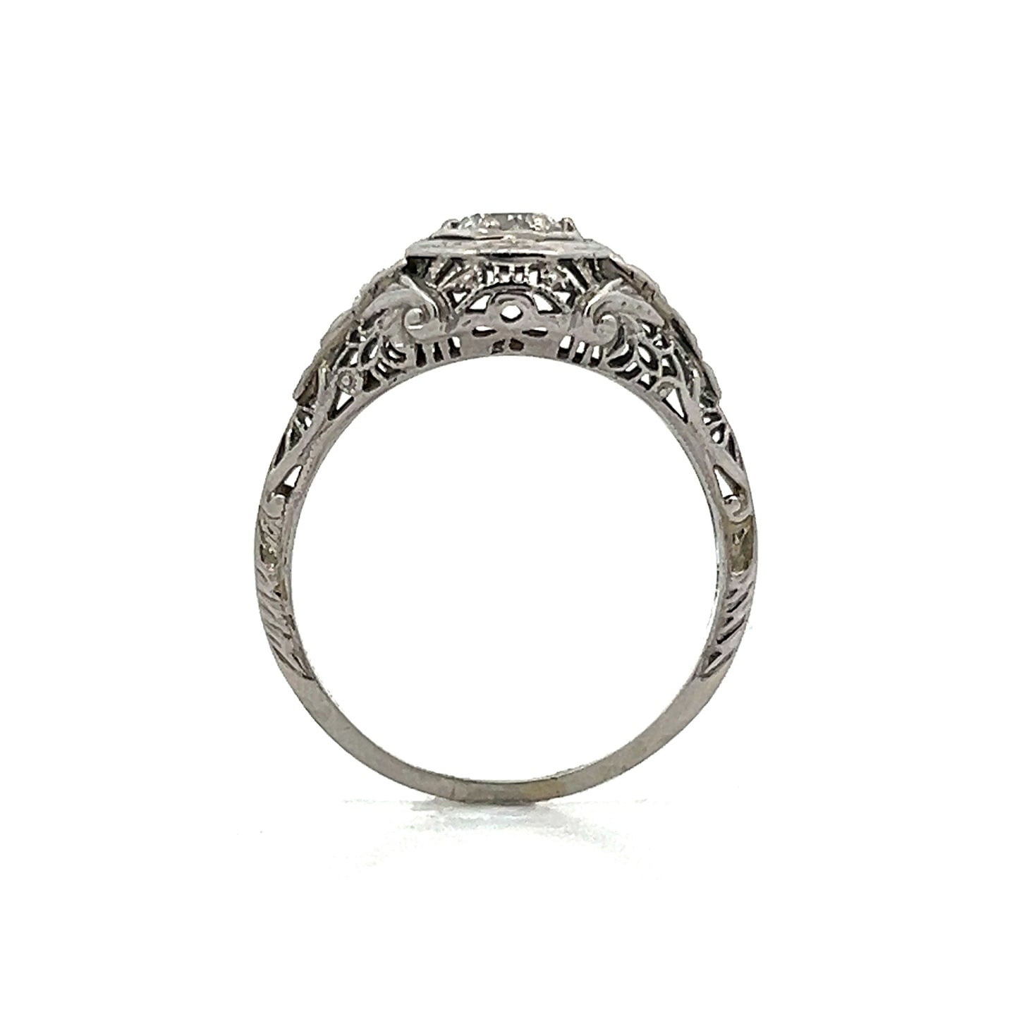 1930's Filigree Diamond Engagement Ring in 14k Gold