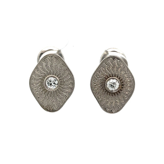 Vintage 1950's Diamond Stud Earrings in Platinum