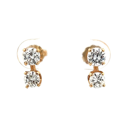 1.00 Stacked Diamond Stud Earrings in 14k Yellow Gold