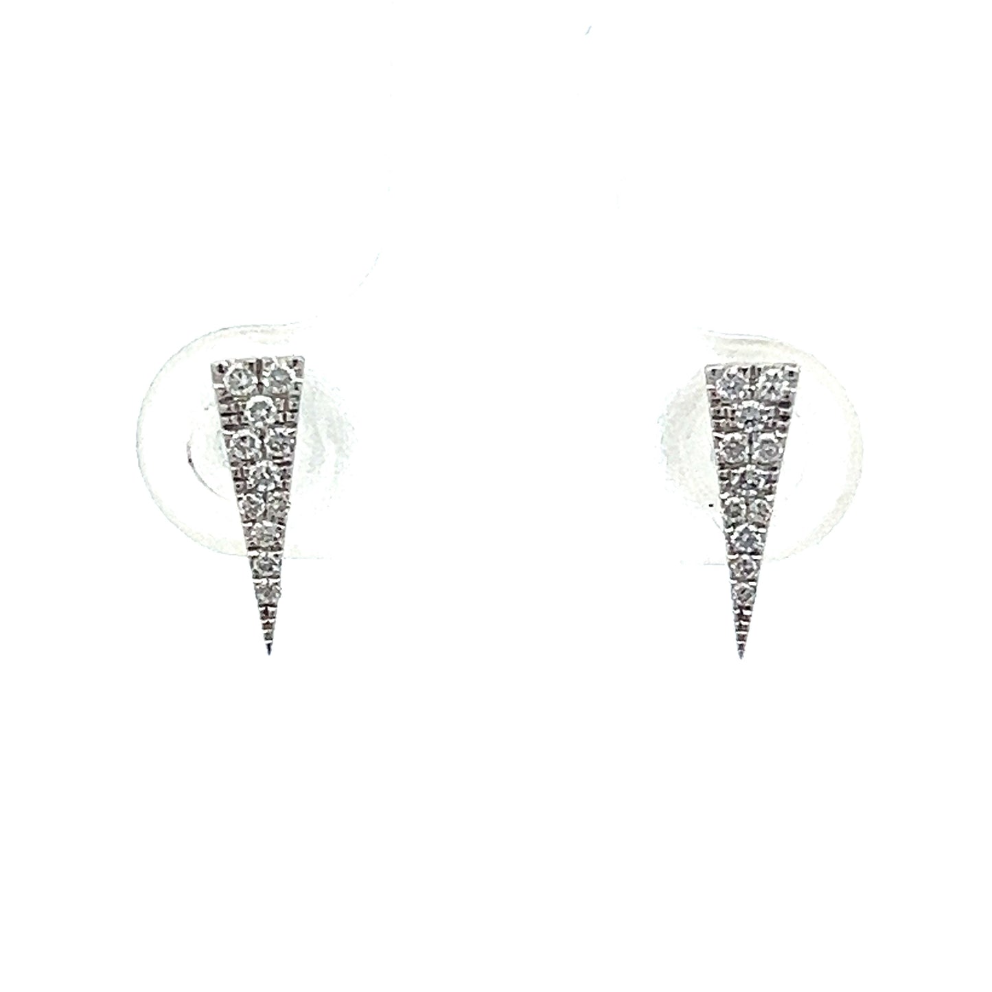 Pave Diamond Triangle Stud Earrings in 14k White Gold