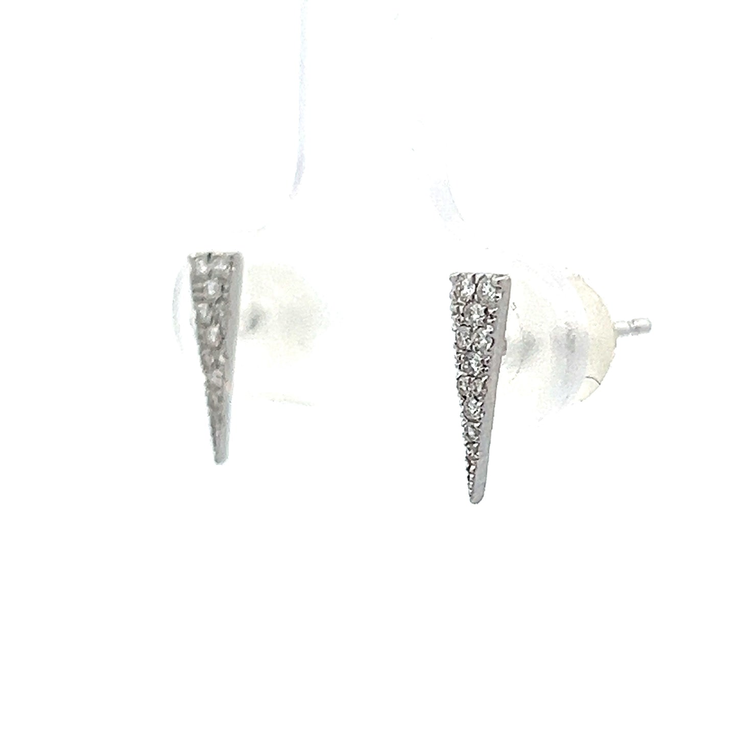 Pave Diamond Triangle Stud Earrings in 14k White Gold