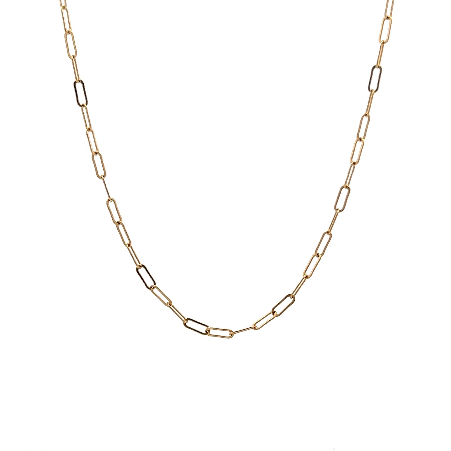 Paperclip Chain Necklace in 14k Yellow Gold