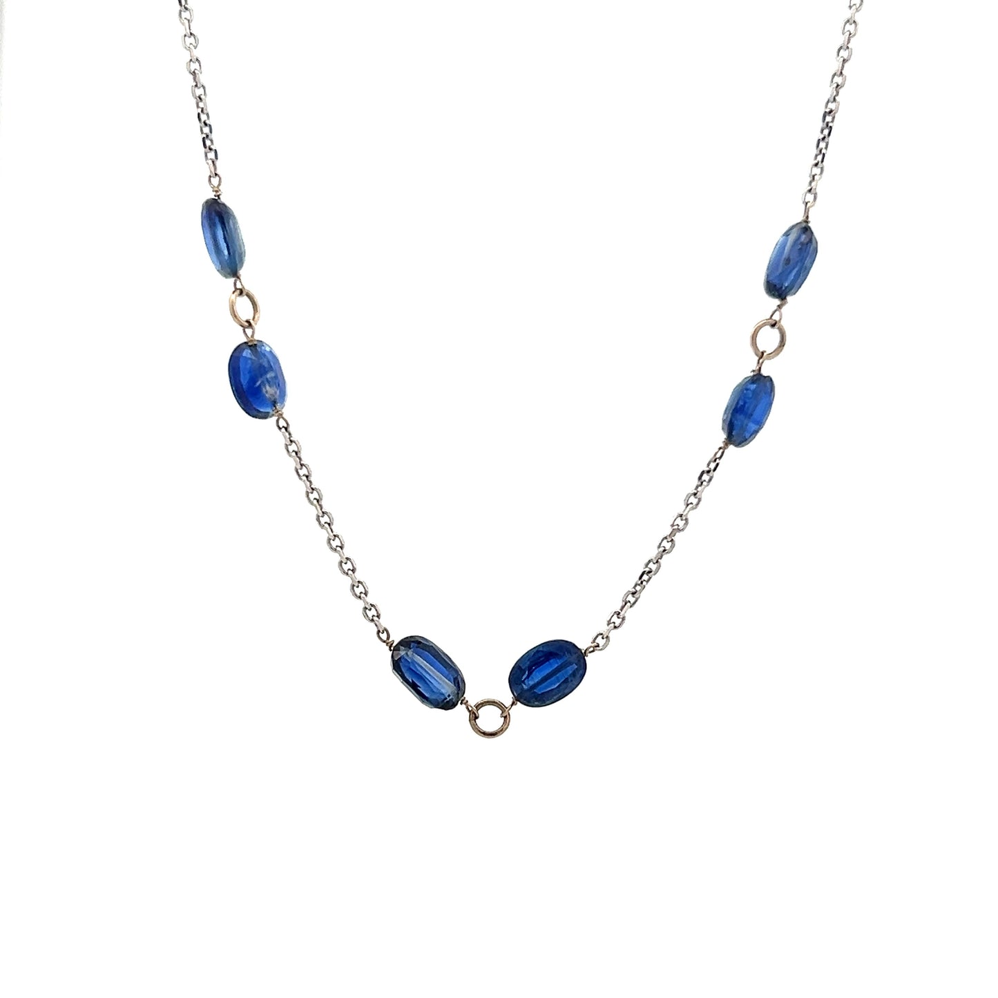 14.60 Oval Blue Sapphire Necklace in 18k White Gold