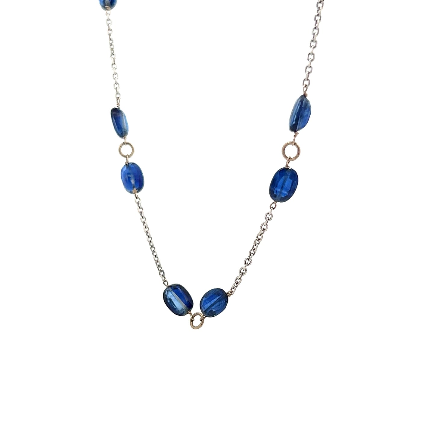 14.60 Oval Blue Sapphire Necklace in 18k White Gold