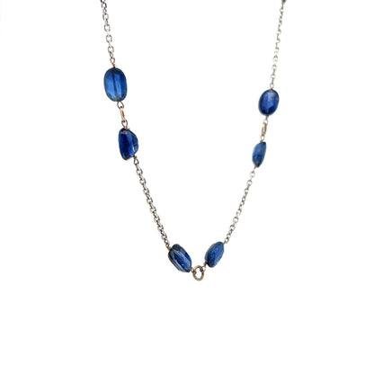 14.60 Oval Blue Sapphire Necklace in 18k White Gold