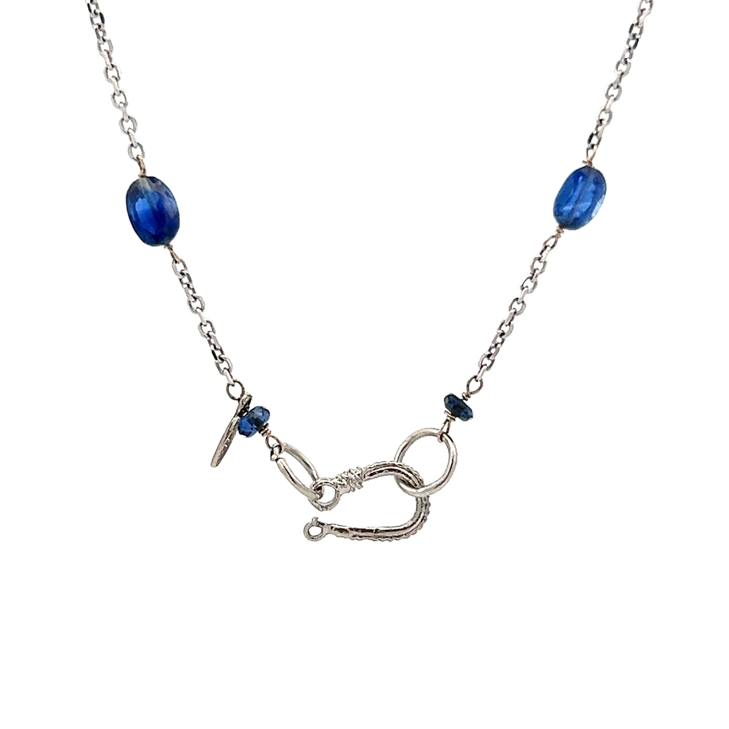 14.60 Oval Blue Sapphire Necklace in 18k White Gold