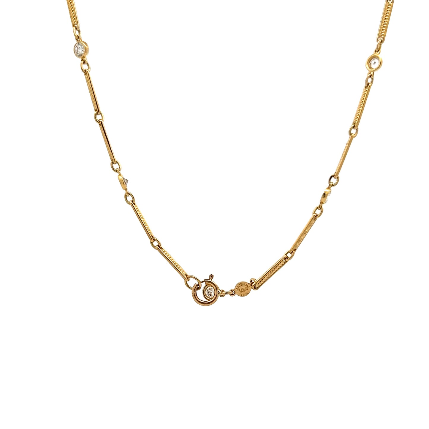 Diamond & Turquoise Chain Necklace in 18k Yellow Gold