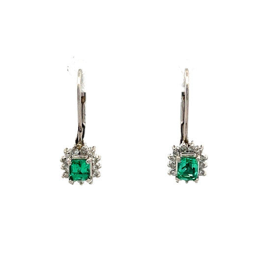 .40 Emerald & Diamond Drop Earrings in Platinum