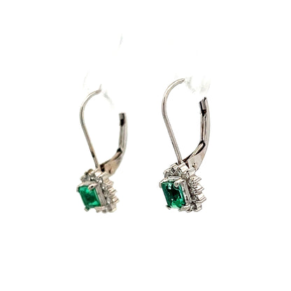 .40 Emerald & Diamond Drop Earrings in Platinum