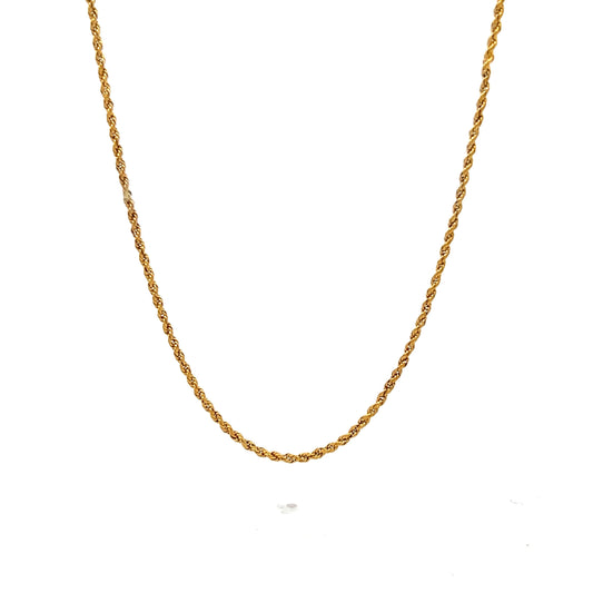 26" Rope Chain Necklace in 14k Yellow Gold