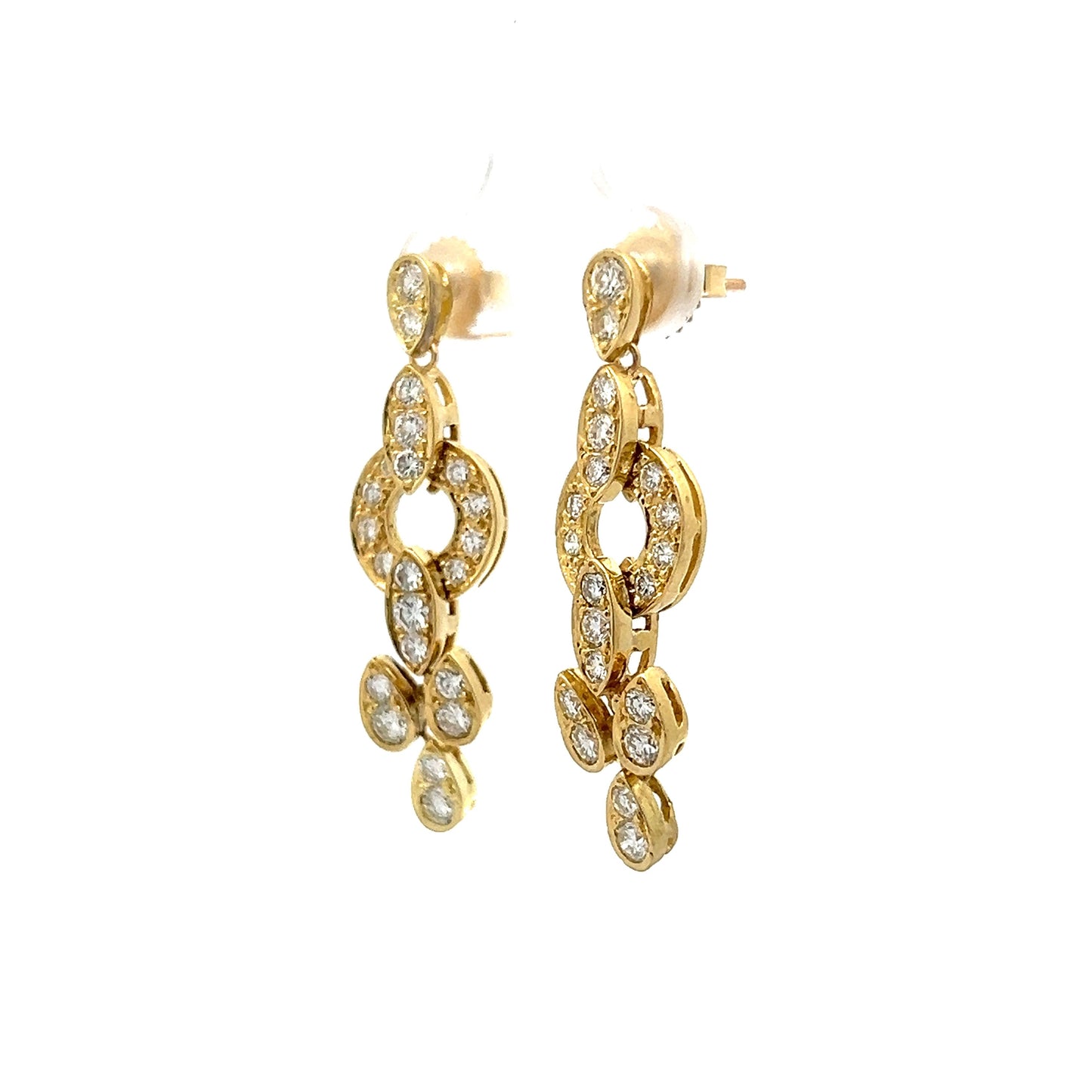 1.92 Diamond Drop Earrings in 14k Yellow Gold