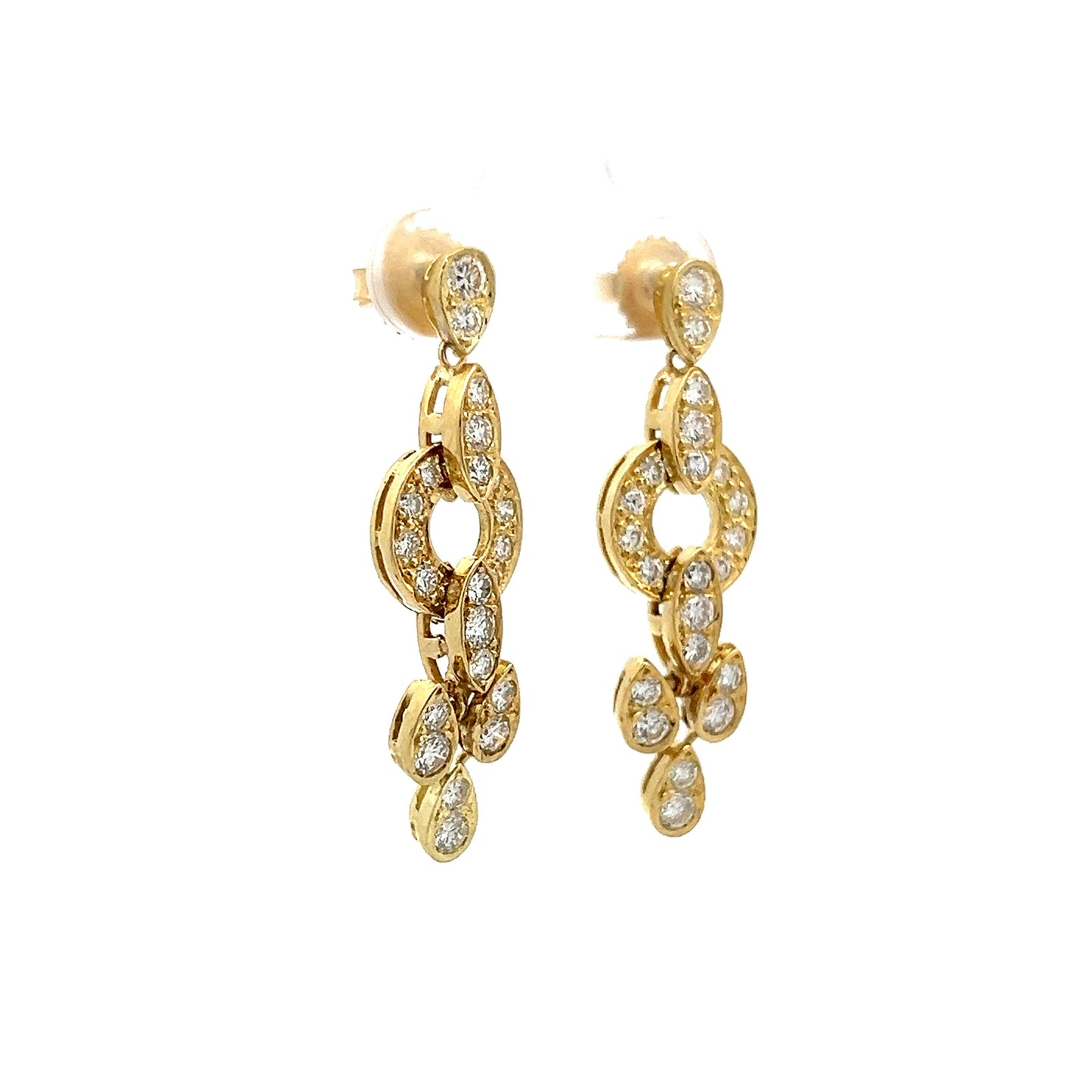 1.92 Diamond Drop Earrings in 14k Yellow Gold