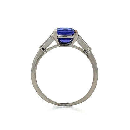 2.72 Cushion Cut Tanzanite Engagement Ring in 14k White Gold