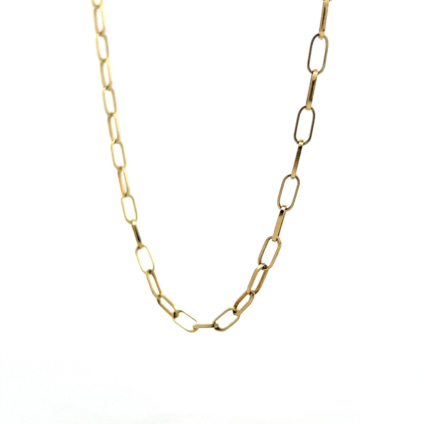 Paperclip Style Chain Necklace in 14k Yellow