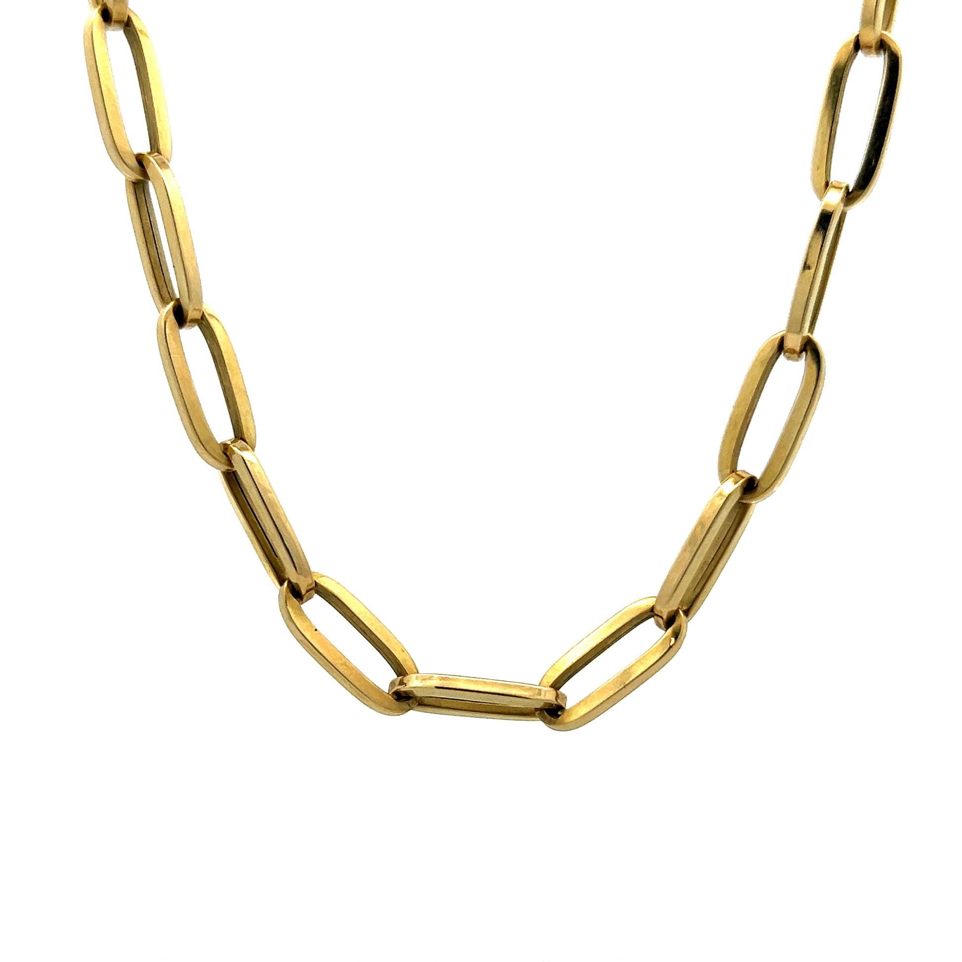 Mid-Century Chunky Paperclip Necklace in 14k Yellow Gold - Filigree Jewelers